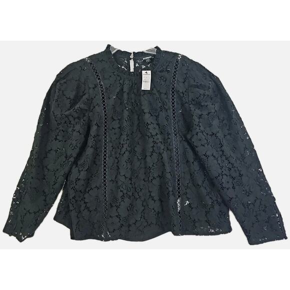 EXPRESS ~Woman Size XL~ Black Lace Career to Evening Wear Top Blouse NWT. - Picture 8 of 16